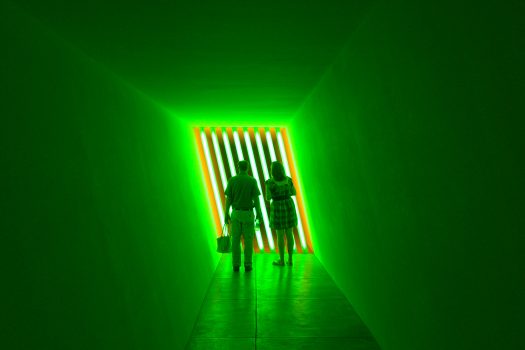 Marfans: Looking at a Dan Flavin installation: Untitled (Marfa Project) in Marfa, TX.