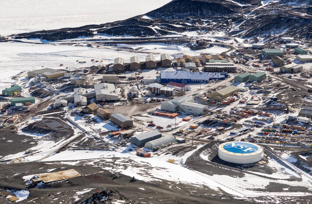 At McMurdo Station, a view of Mac Town from Observation Hill.