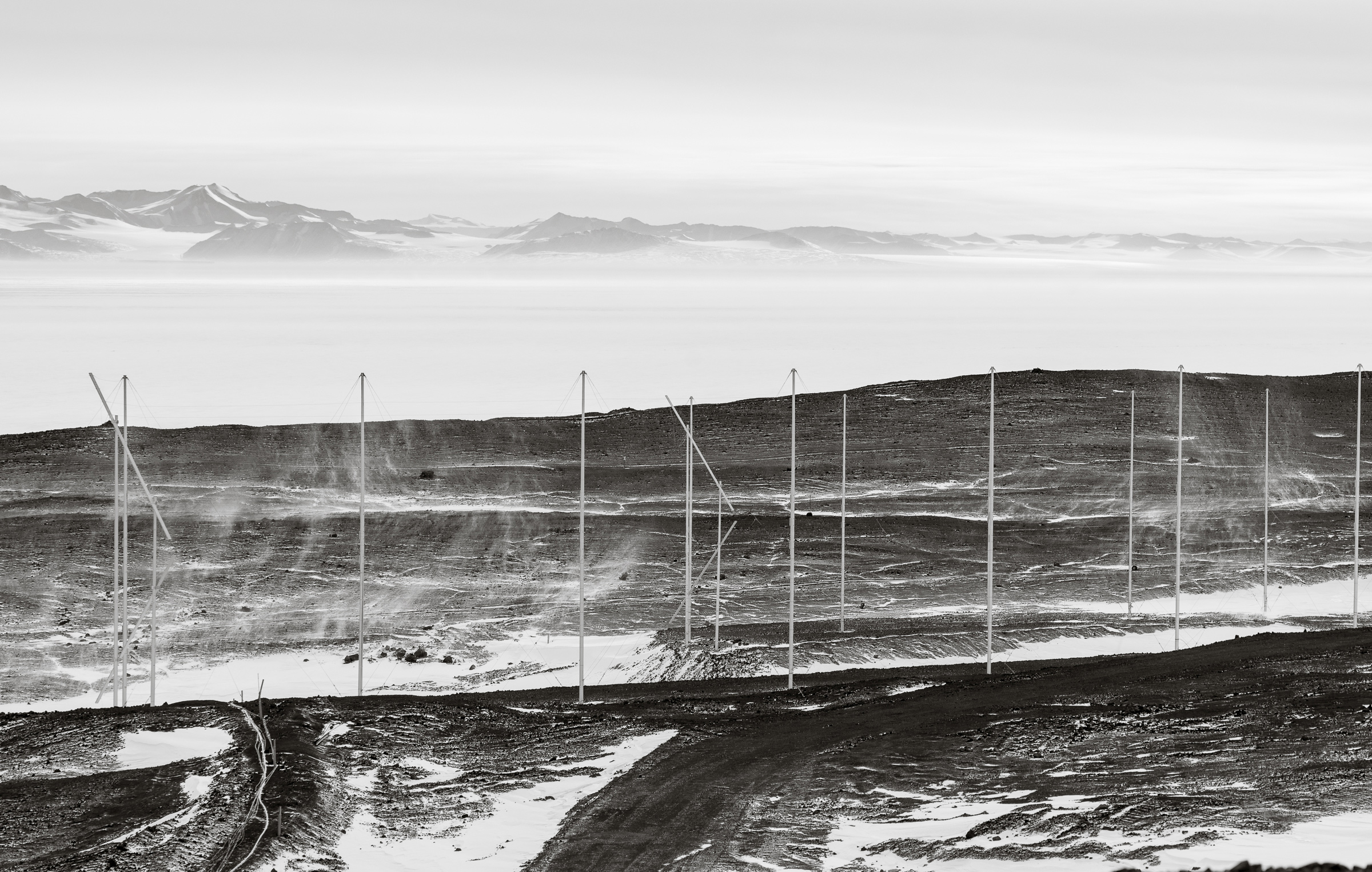 Click to Enlarge The Super Dual Auroral Radar Network, or SuperDARN, in the Arrival Heights area above McMurdo Station.