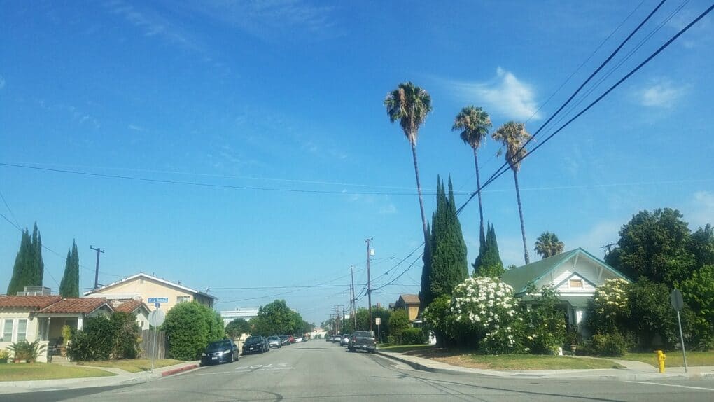 Intersection in California suburb.
