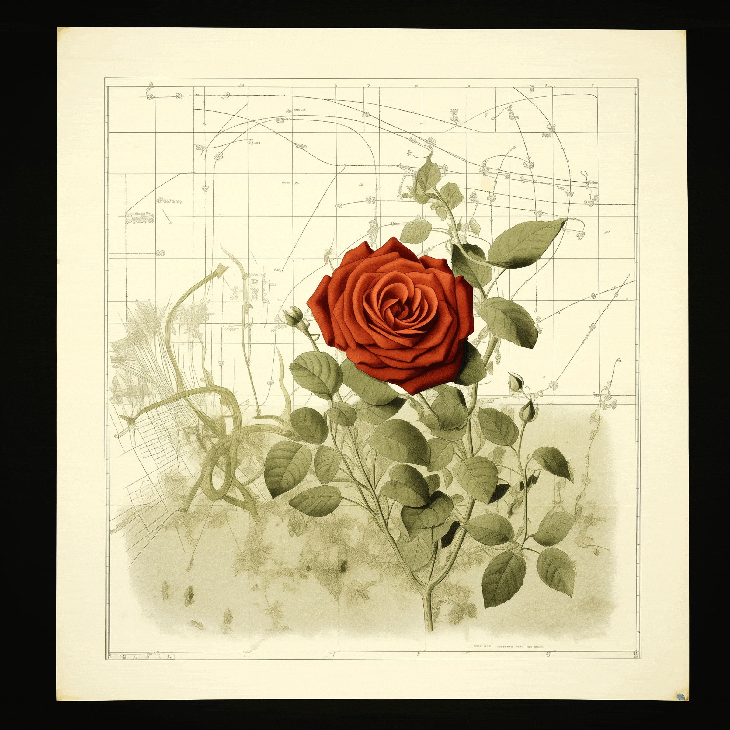 Click to Enlarge Bernheimer Architecture, Fairy Tale Architecture, Kew Gardens, drawing of a rose.