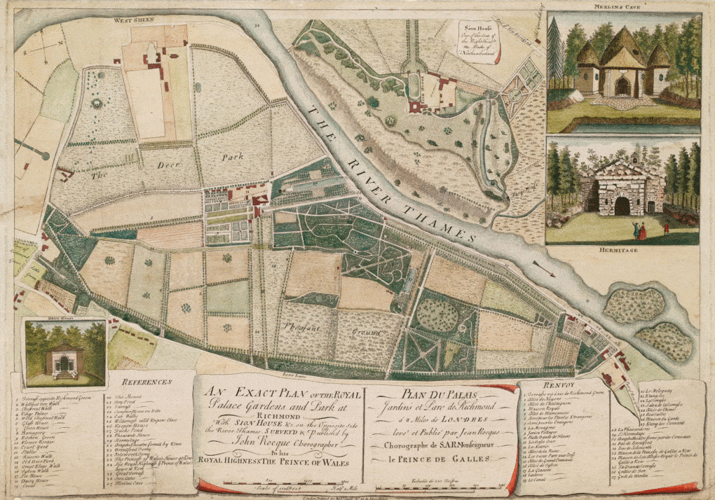 Plan of the Royal Palace Gardens and Park at Richmond, 1754.
