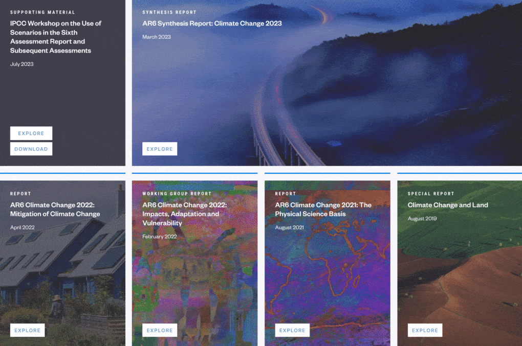 From the Intergovernmental Panel on Climate Change Library, a (very partial) view of the many reports the organization has produced.