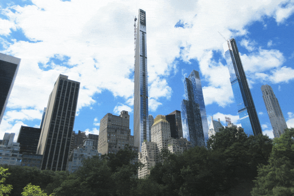 Residential towers, the so-called "billionaire's row," viewed from Central Park, Manhattan, 2020. 