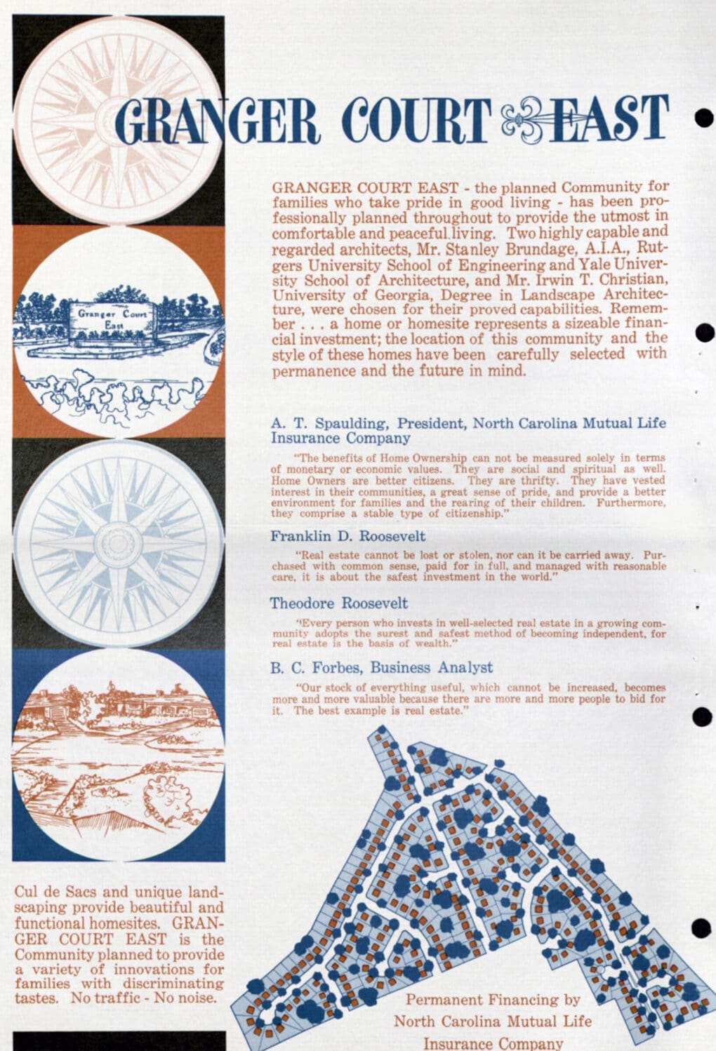 Single page of color prospectus for suburban development.