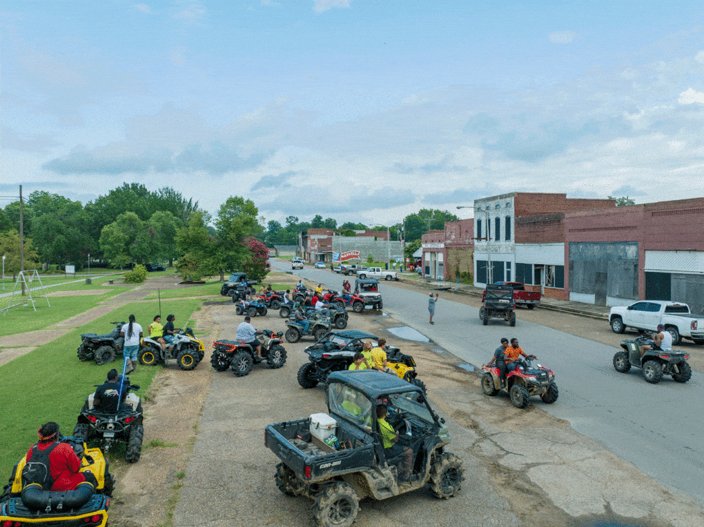 Photo of trail riders headed to Elaine, Arkansas, gathered in Marvell, Arkansas, 2023.