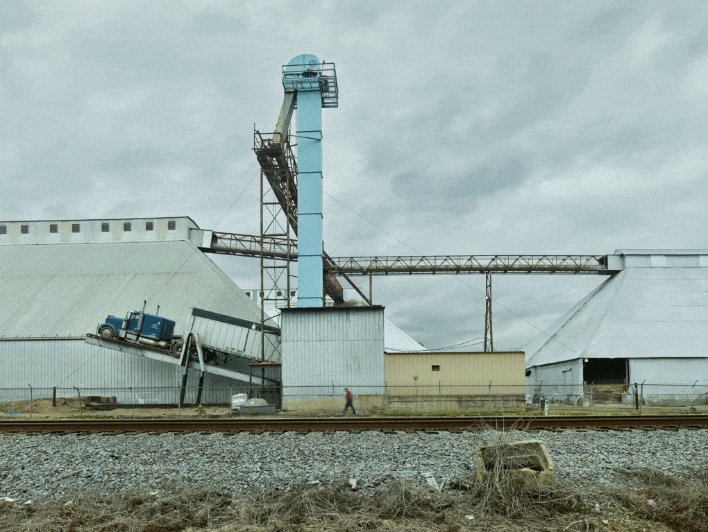 Photo of cotton seed storage. Pine Bluff, Arkansas, 2018.