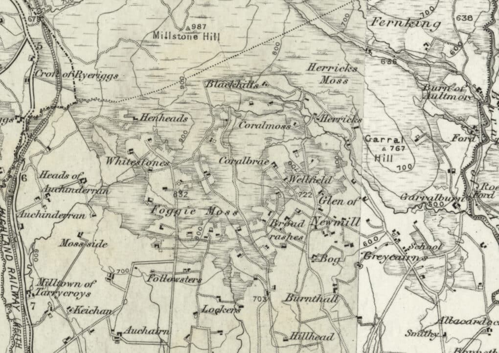 Close-up of gray and white printed map.
