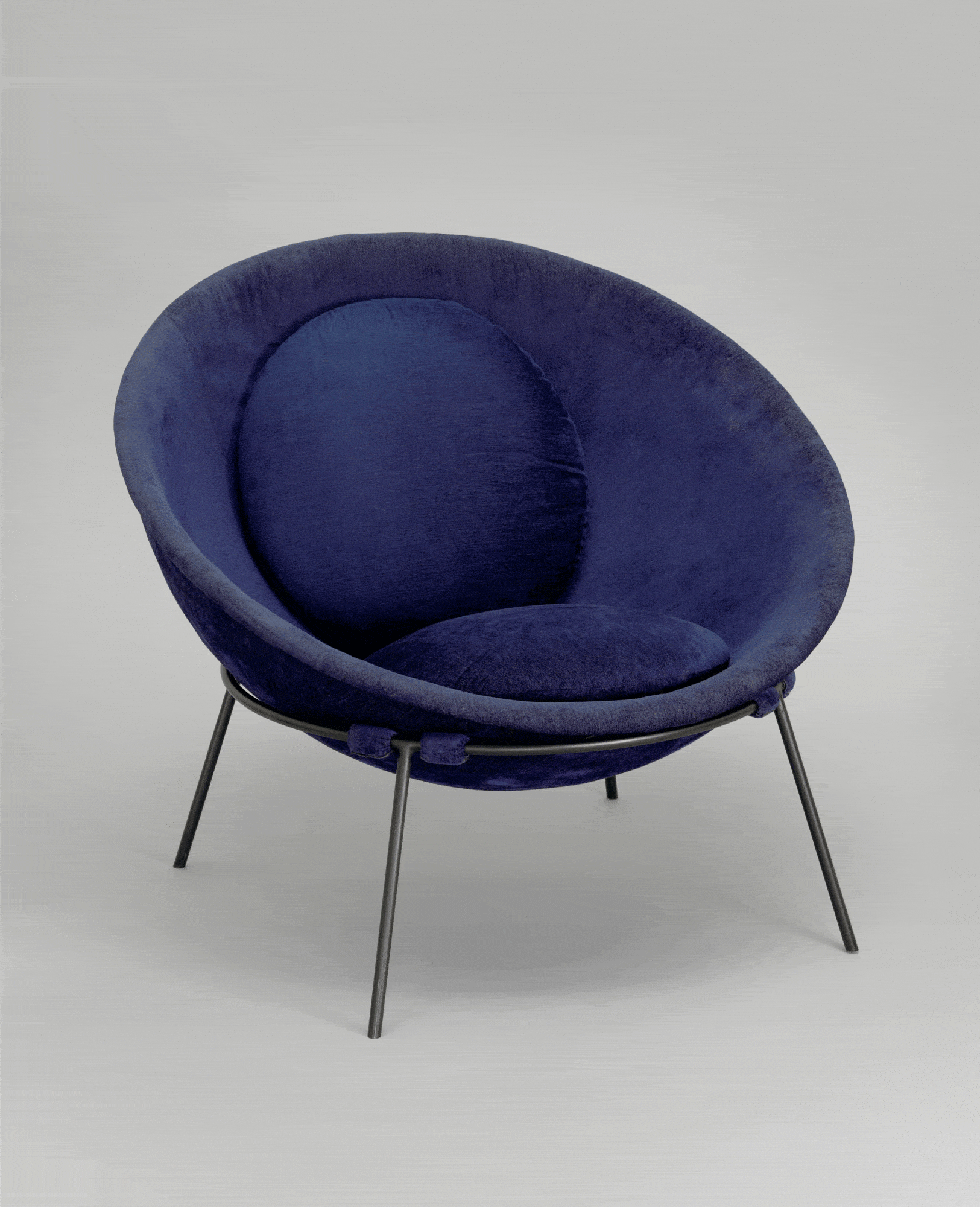 Click to Enlarge Lina Bo Bardi, Bowl chair, 1951; steel and fabric.