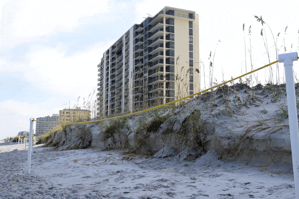 Jacksonville Beach, Florida, erosion following Hurricane Ian, October 2022.
