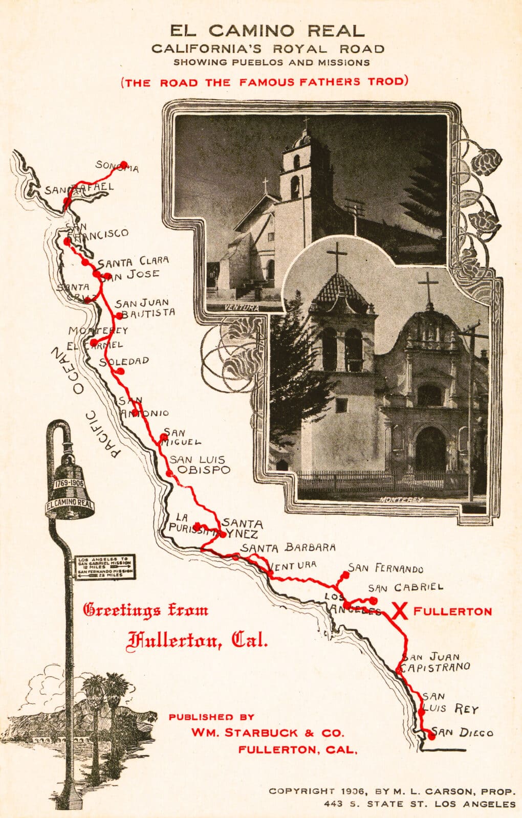 El Camino Real postcard, 1906. 