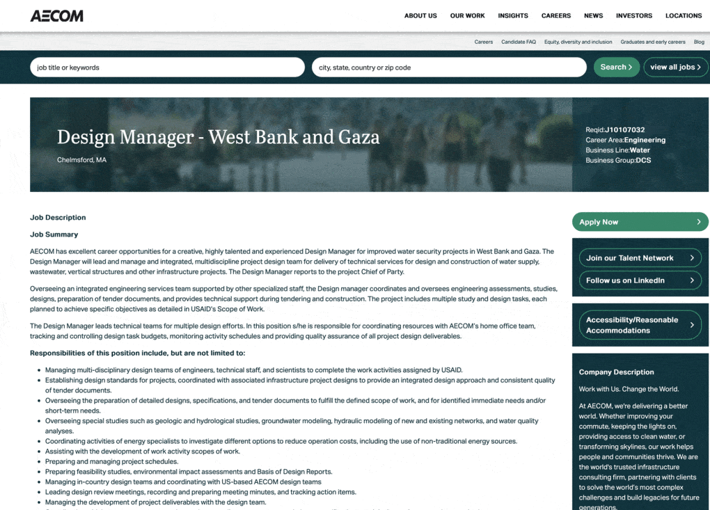 Posting for a Design Manage, on AECOM.