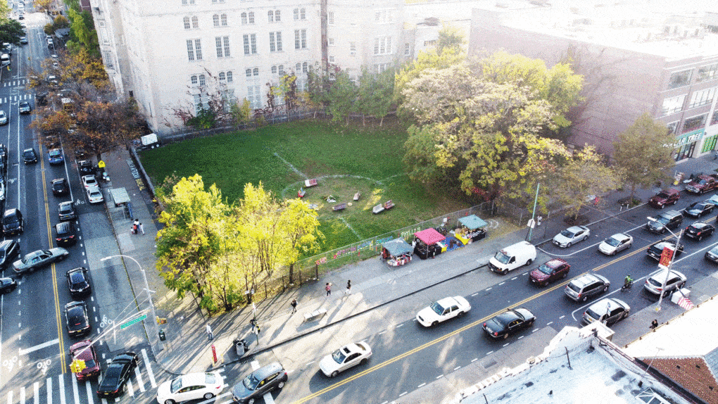 Aerial view of the African Burial Ground, Flatbush, Brooklyn. Photograph by DaeQuan Collier.