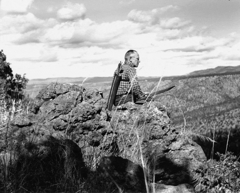 Aldo Leopold with quiver and bow, near the Rio Gavilan in northern Mexico, 1938. 