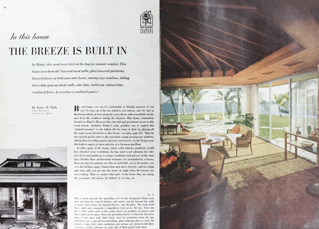 Article on climate and house design, from the July 1952 issue of House Beautiful. 