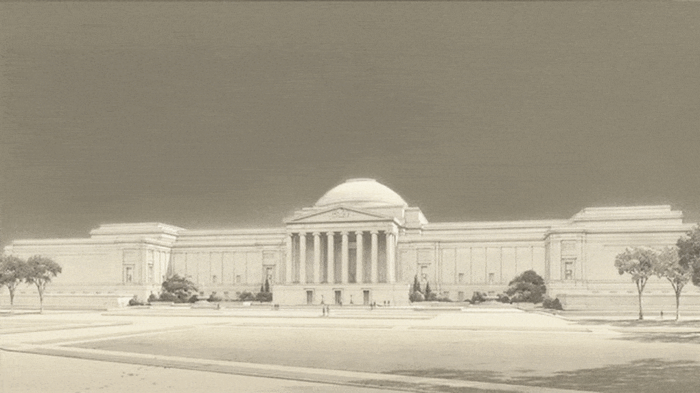 Rendering of the National Gallery of Art, design by John Russell Pope, 1936.