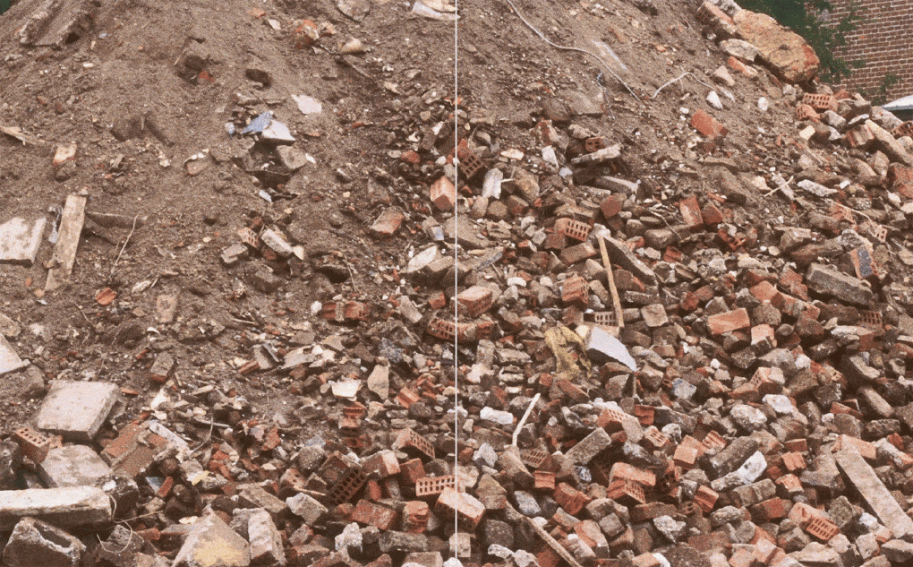 Images from the series The Rubble Mountain, Sint-Truiden, Belgium, 2005, by photographer Lara Amarcegui, featured in A Moratorium on New Construction. 
