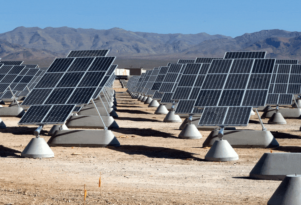 Photovoltaic solar power plant at Nellis Air Force Base in southern Nevada. 