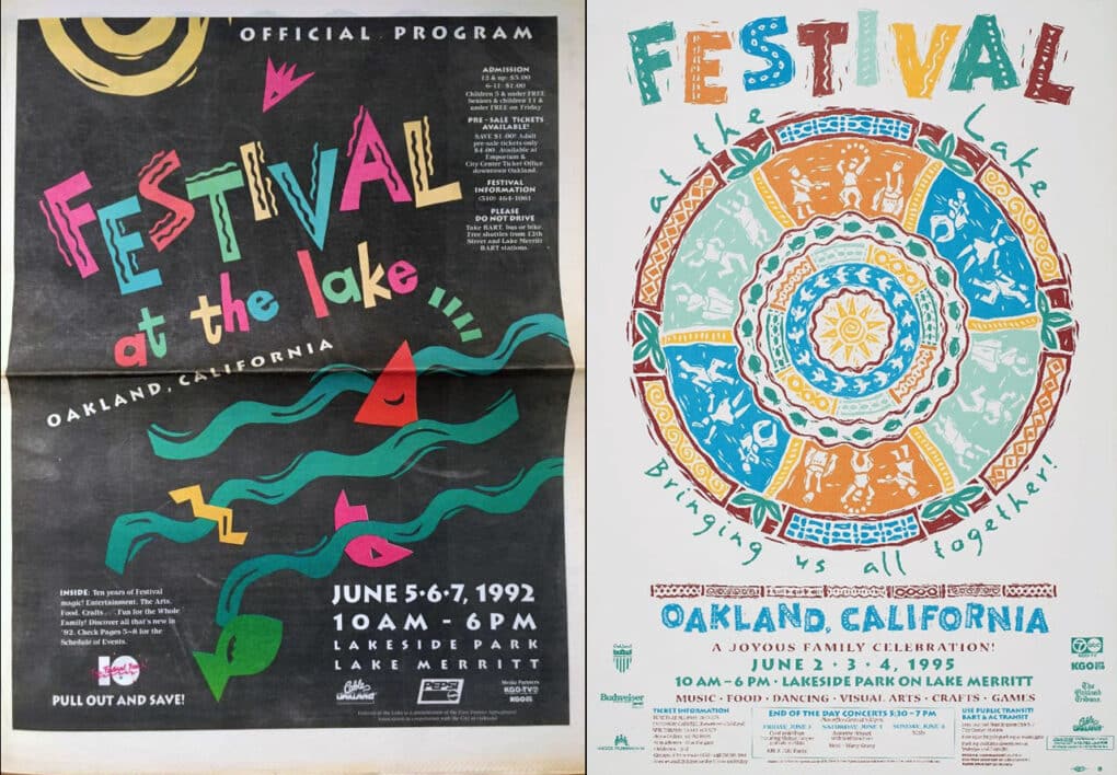 Color diptych of two posters both reading "Festival at the Lake."